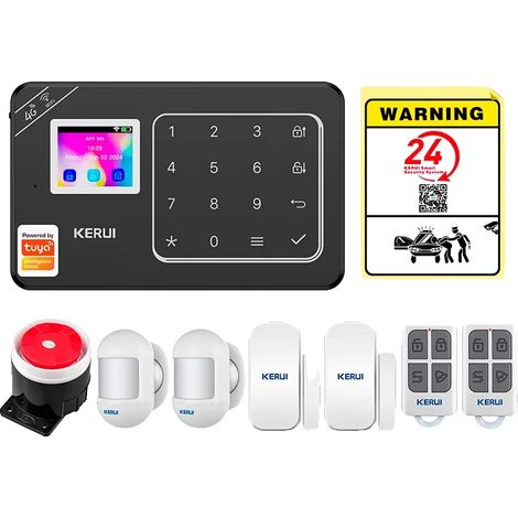 Sistema de alarma inteligente para el hogar, compatible con control por voz, alertas instantáneas, kit de alarma de 2 unidades, enchufe EU-b. (1/2)