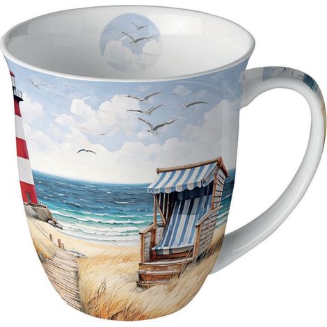 Mug promenade sur la plage en porcelaine