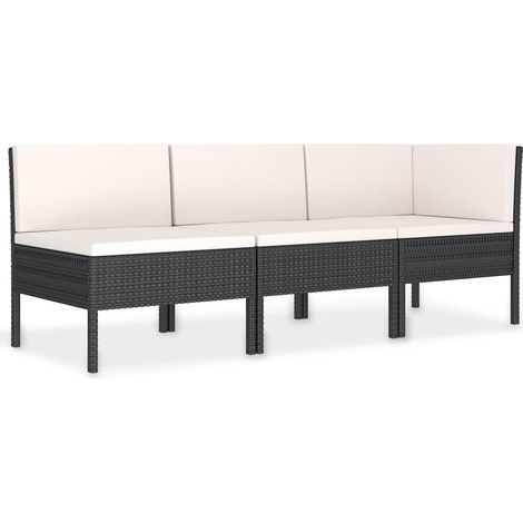 Salon de jardin 3 pcs Contemporain, Ensemble repas de jardin, avec coussins Résine tressée Noir OIB7193E (1/5)