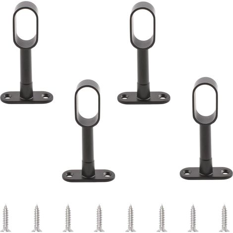 2 Supports de tringle ovale, Alliage de zinc noir, Hauteur réglable 81-105mm, Design creux, Pour placard et salle de bain