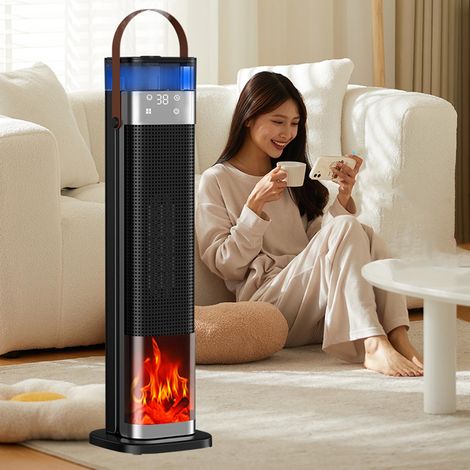 Termoconvettore elettrico oscillante PTC da 52,6 cm con timer di 12 ore ed effetto fiamma 3D. (1/4)