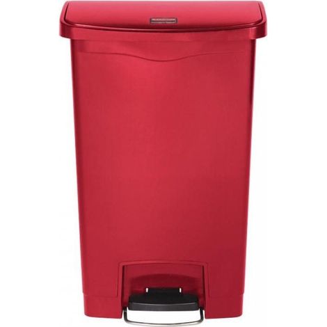 Poubelle à pédale frontale 50 Litres, en polyéthylène rouge, SLIM JIM (1/3)