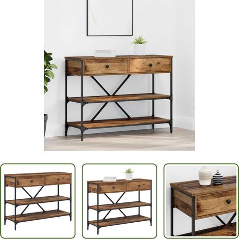 Rangement couloir - Table console avec tiroir Marron 100 x 34,5 x 75 cm bois (1/5)