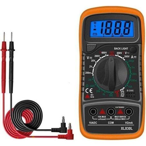 Kompaktes Digitalmultimeter XL830L zur Messung von Wechsel- und Gleichspannung, Stromstärke, Widerstand, zum Testen von NPN- und PNP-Transistoren und Batterien, für Heimwerker, Labor und Schule (1/4)