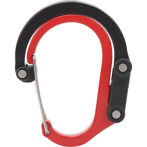 Mousqueton extérieur tactique multifonction en alliage d'aluminium, taille M, crochet forme D rouge et noir