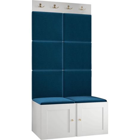 Conjunto para recibidor Hartford 375, Manila 26, 186x84x46cm, Aglomerado laminado, Tapiz, MDF, Montada en la pared, Colocada
