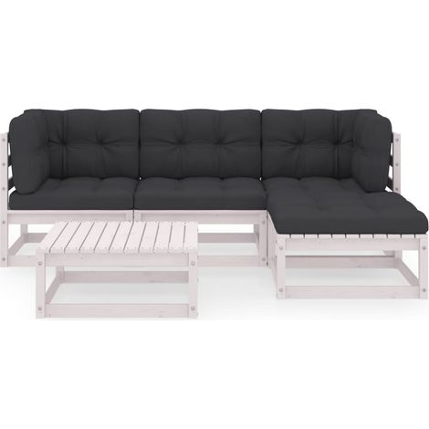 Muebles de jardín muebles de exterior juego de muebles de 5 piezas con cojines de madera maciza de pino 020016334 (1/5)