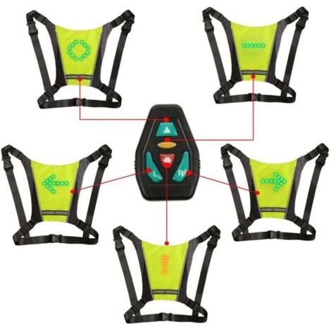 BUNTHAUS LED-Blinkerweste, LED-Reflektorweste mit Richtungsanzeiger: Fernbedienung, Blinker, USB wiederaufladbar, einfache Installation für Fahrrad-Warnlicht – fluoreszierende Farbe (1/5)