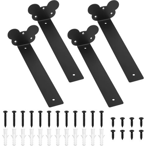 Staffa mensola Maniglie supporto set 4 pezzi 255 mm Nero (1/5)