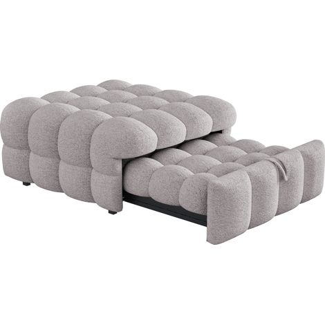 Poltrona letto estraibile 2 in 1 in tessuto Teddy grigio MODENUIT (1/5)