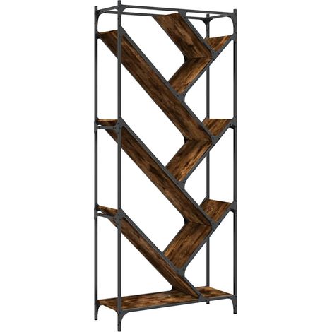 Maison Exclusive - Libreria Rovere Fumo 79x30x180 cm Legno Multistrato e Metallo