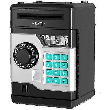 Tirelire électronique avec code, distributeur automatique de billets, coffre-fort intelligent à empreinte digitale, banque automatique, cadeau pour enfants, rose - BBBlack (1/4)