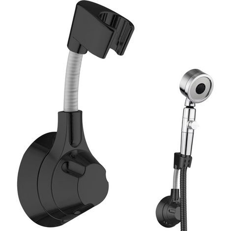 Supporto per soffione doccia portatile - Staffa per soffione doccia - Supporto per soffione doccia - Rotazione a 360° - Non richiede foratura - Adatto per docce portatili, bagni, hotel - Nero - 16569 
