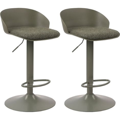 Lot de 2 chaises de bar réglables en hauteur tissu vert OJA Casita