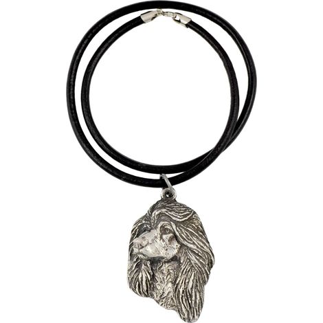 Galgo afgano I - collar para perros, colgante bañado en plata para amantes de los perros, joyería única de Art-Dog (1/5)