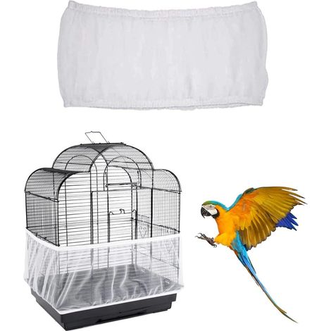 Couvertures de Cage à Oiseaux,Attrape-Graine Plume, Housse de Cage à Oiseaux,Cage Oiseaux Nylon Mesh pour Cages Oiseaux Lavable Couverture de Birdcage Circonférence Réglable 140-220cm (1/5)