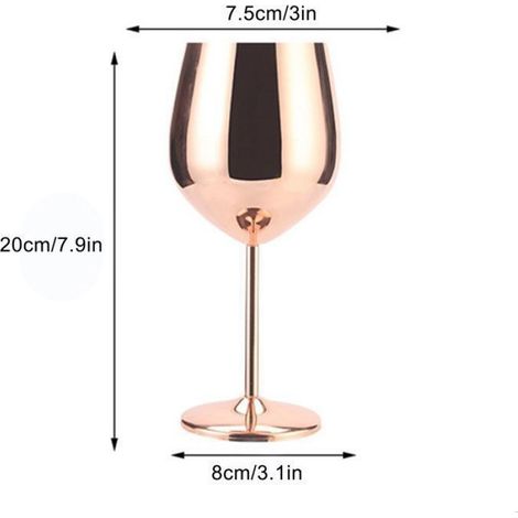 Verre à vin - Inox - Or rose - 18 oz - Incassable - Extérieur (1/5)
