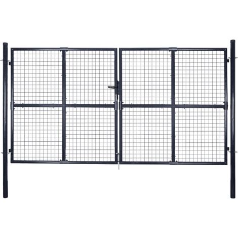 Maschen-Gartentor verzinkter Stahl 300 x 150 cm Grau vidaXL