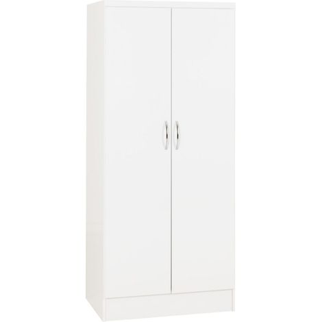 Nevada 2 Door All Hanging Wardrobe - L52 x W78 x H182.5 cm - White Gloss (1/4)