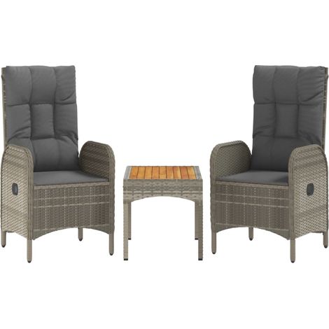 Maison Exclusive - 3-tlg. Garten-Lounge-Set mit Kissen Grau Poly