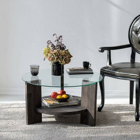 Dmora - Wohnzimmertisch Dcaporal, Niedriger Wohnzimmertisch, Kaffeeregal, Couchtisch für Sofa, 75x75h40 cm, Anthrazit (1/5)