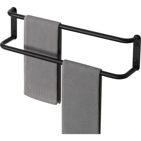 1 - Porte-Serviettes - Barre Murale - Acier Inoxydable SUS304 - Résistant à la Corrosion - Pour Salle de Bain et Cuisine - Noir - 60x5cm (1/5)