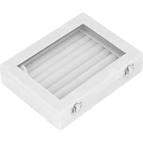 Boîte de présentation en velours blanc pour bijoux - 7 cases pour boucles d'oreilles, bracelets et colliers (1/5)