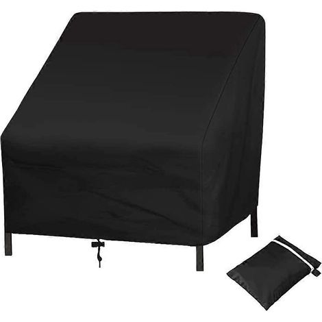 Stapelbarer Gartenstuhlbezug aus wasserdichtem 210D Oxford-Gewebe, mit Seil, wasserdicht, winddicht, UV-beständig, schwarz (96 x 78 x 73 cm)