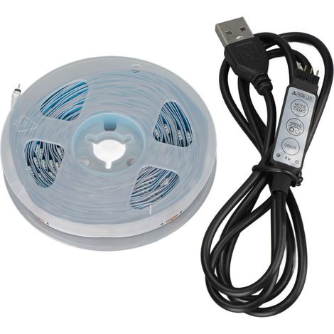 Bande lumineuse LED RGB, commande par bouton, LED 5V, avec 3 fonctions de bouton, convient aux chambres, cuisines, fêtes, festivals, etc., 1 mètre de long (1/5)