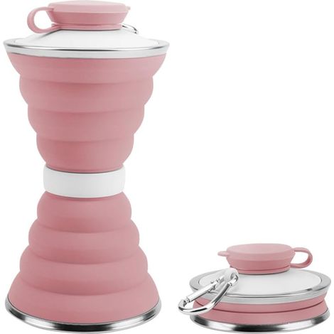 Bouteille Pliable en Silicone, Gourde pliable de 500ML, Tasse de Pliable Gobelet Sport Portable avec Mousqueton en Aluminium pour la Salle de Sport, le Camping et la Randonnée (1/5)