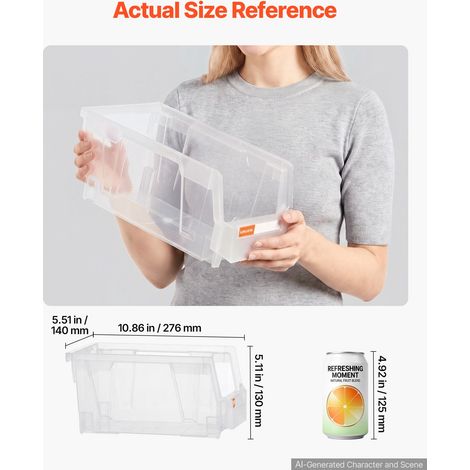 Bac à Bec Empilable Lot de 8 Bacs de Rangement Plastique, 27,6 x 14 x 13 cm, Boites de Rangement pour Placard, Garage, Petites Pièc… (1/5)