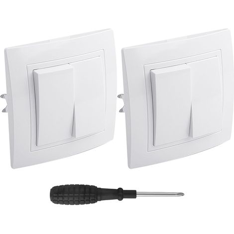 Interrupteur Va et Vient 2 PCS Interrupteur Mural Double Interrupteurs Encastrable 10A 250V Complet Interrupteurs Extra Plat Bouton Double pour Escalier Couloir Coucher Chambre (1/5)