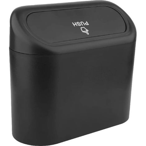 Poubelle automatique avec couvercle, plastique noir, 16 × 6,5 × 13,5 cm (1/2)