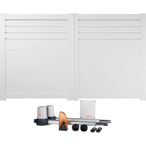 Portail battant électrique PVC blanc avec moteur Sentinel H 180 x L 300 ARRAS
