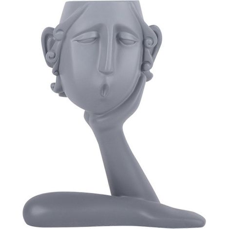 Vase en céramique en forme de main tenant un visage pensif, idéal pour les plantes grasses et les cactus, pour la décoration intérieure et extérieure du jardin.