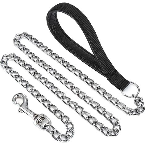 Laisse de chien en métal anti-mâcher laisse de chien 4ft 6ft laisse de chien robuste rouge rembourré moyen et grand noir