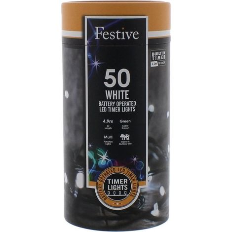 Christmas Lights String 1990 cm White Battery Operated Festive (1/5)