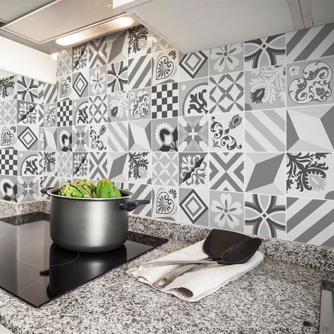 Sticker Mural Carrelage adhésif Cuisine Salle de Bain - 24 STICKERS CARRELAGES AZULEJOS MANUELANA - 24stickers10x10cm (1/5)