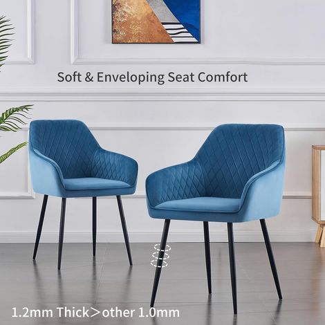 AINPECCA Set of 2 Velvet Dining Chairs Teal Upholstered Seat with Metal Legs Living Room(Teal,2) (1/5)