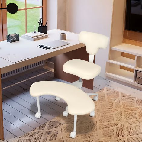 Tabouret de bureau - tabouret à pieds croisés, unisexe, avec repose-pieds pivotant à 360 degrés, hauteur réglable, 81×73×91 cm. (1/5)