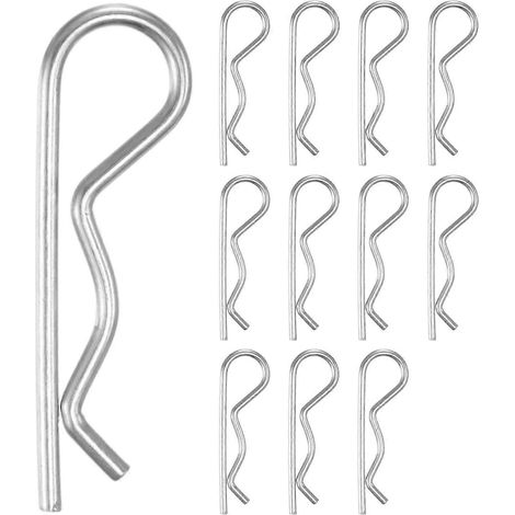 Lot de 2 goupilles d'attelage M25x60mm acier inox 304, clips en R et goupilles fendues M2x45mm pour tracteur tondeuse, camion, réparation moteur (1/5)