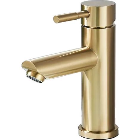 Robinet de lavabo, matériau en laiton, contrôle à une seule poignée, Or brossé (1/2)