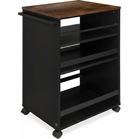 Nischenwagen Servierwagen auf Rollen 50x38x79cm Schwarz-Braun