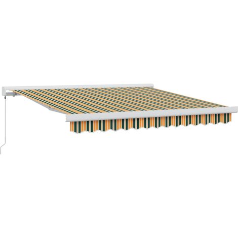 Einziehbare Markise Grün und Gelb 300 x 250 cm Stoff und Metall