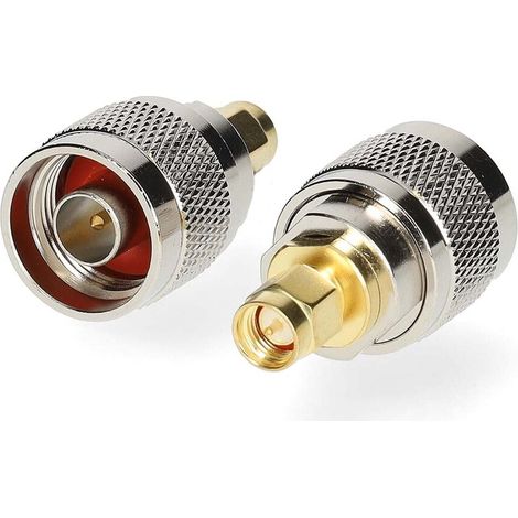 Nedis sma adapter sma stecker n stecker vergoldet 50 ohm gerade pvc gold silber 2 stuck box