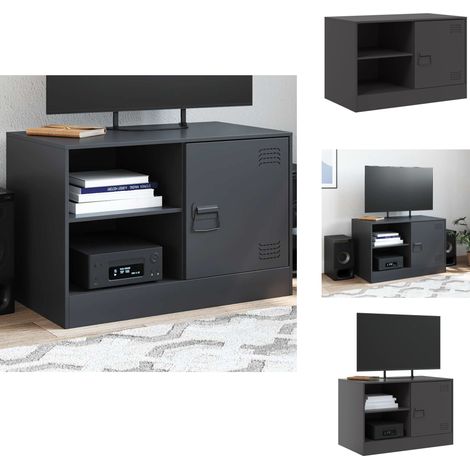 TV-Schrank Schwarz 67x39x44 cm Stahl - TV-Schrank - Fernsehtisch - Regal - Wohnzimmermöbel - Stahlregal (1/5)