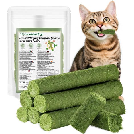 Friandises à l'herbe à chat et au poulet pour aider à l'élimination des boules de poils