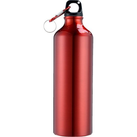 Botella de agua de 750 ml con mosquetón, fabricada en aluminio, portátil y a prueba de fugas, ideal para senderismo, viajes, deportes al aire libre, gimnasio y fitness.