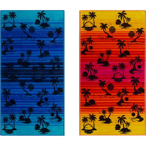 Telo Mare Jacquard Spugna Asciugamano Spiaggia Disegno Oasi, misuraTelo MarecoloreBlu (1/5)