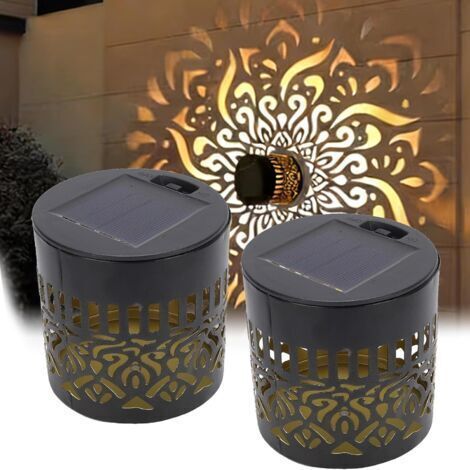 BUNTHAUS Lot de 2 lampes solaires décoratives en métal à énergie solaire pour terrasse, clôture, mur, clôture, jardin, terrasse, jardin